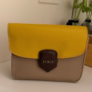 Furla Yellow and Tan Leather Bag